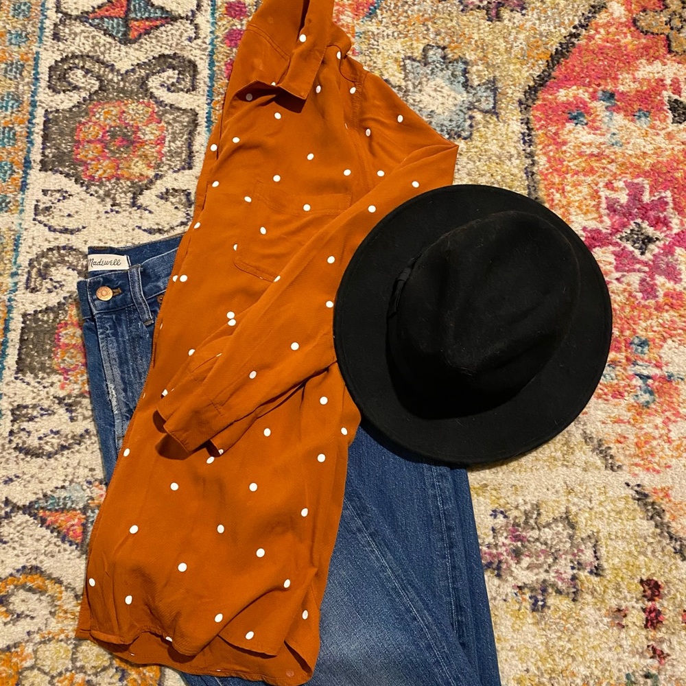 Terracota white Polka Dot Blouse